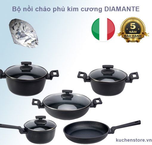 Bộ nồi chảo phủ kim cương DIAMANTE